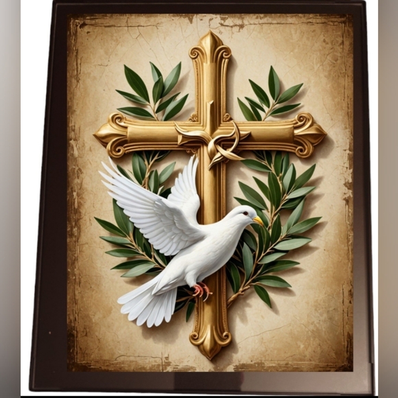 Handmade Other - A Golden Cross In A Glass Front Frame 8x10 Picture AI wall